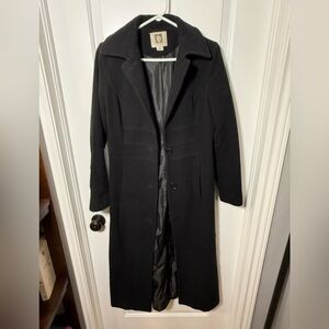 Anne Klein Black Long Wool Blend Coat – Women’s Size 4 – Classic Tailored Coat